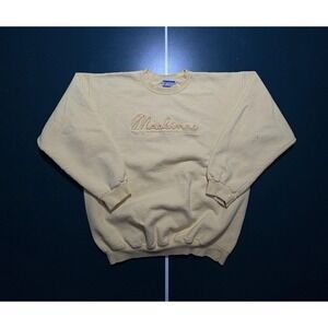 Vintage Mackinac Island Crewneck Sweatshirt Adult Medium Embroidered Yellow 90s